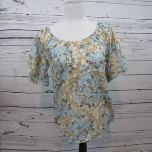 Lucky Brand abstract short-sleeved peasant top